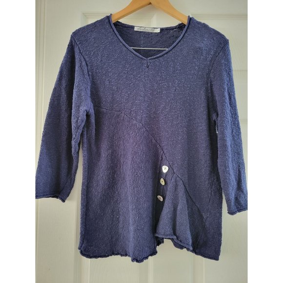 Lulu Bs Women Blue Lightweight sweater size Medium Coastal Preppy - Picture 1 of 7